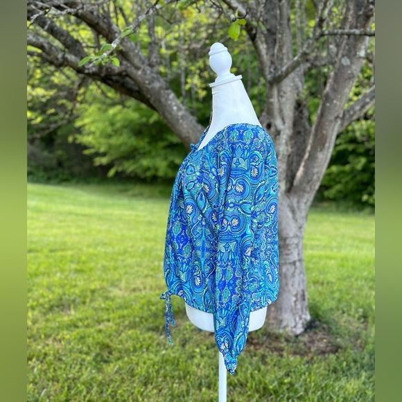 Sabai Sabai 100% Silk Floral Paisley Print Bohemian Blouse Size Medium - Picture 2 of 8